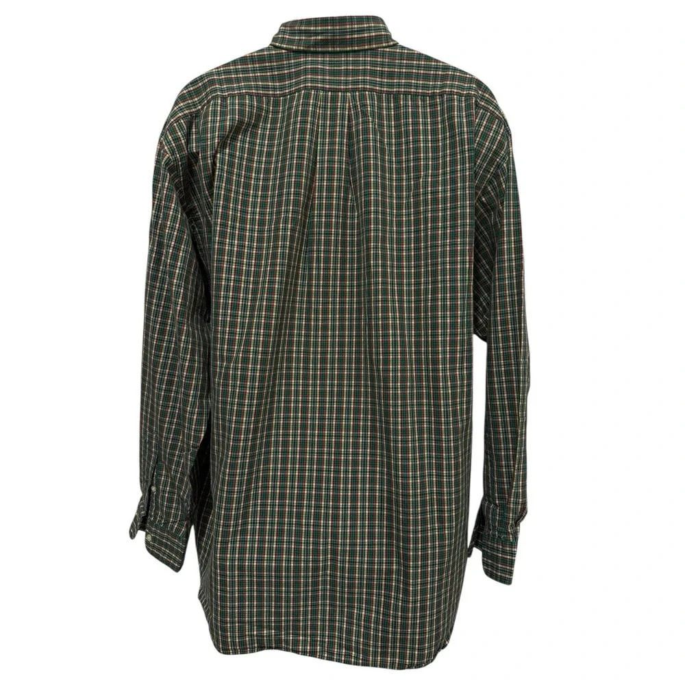 Ralph Lauren Men Shirt L BLAKE Green Red Check RED‎ Pony LONG Holiday Pocket